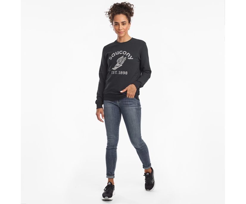 Women's Saucony Rested Crewneck Shirts Black | Singapore 280ZUTG